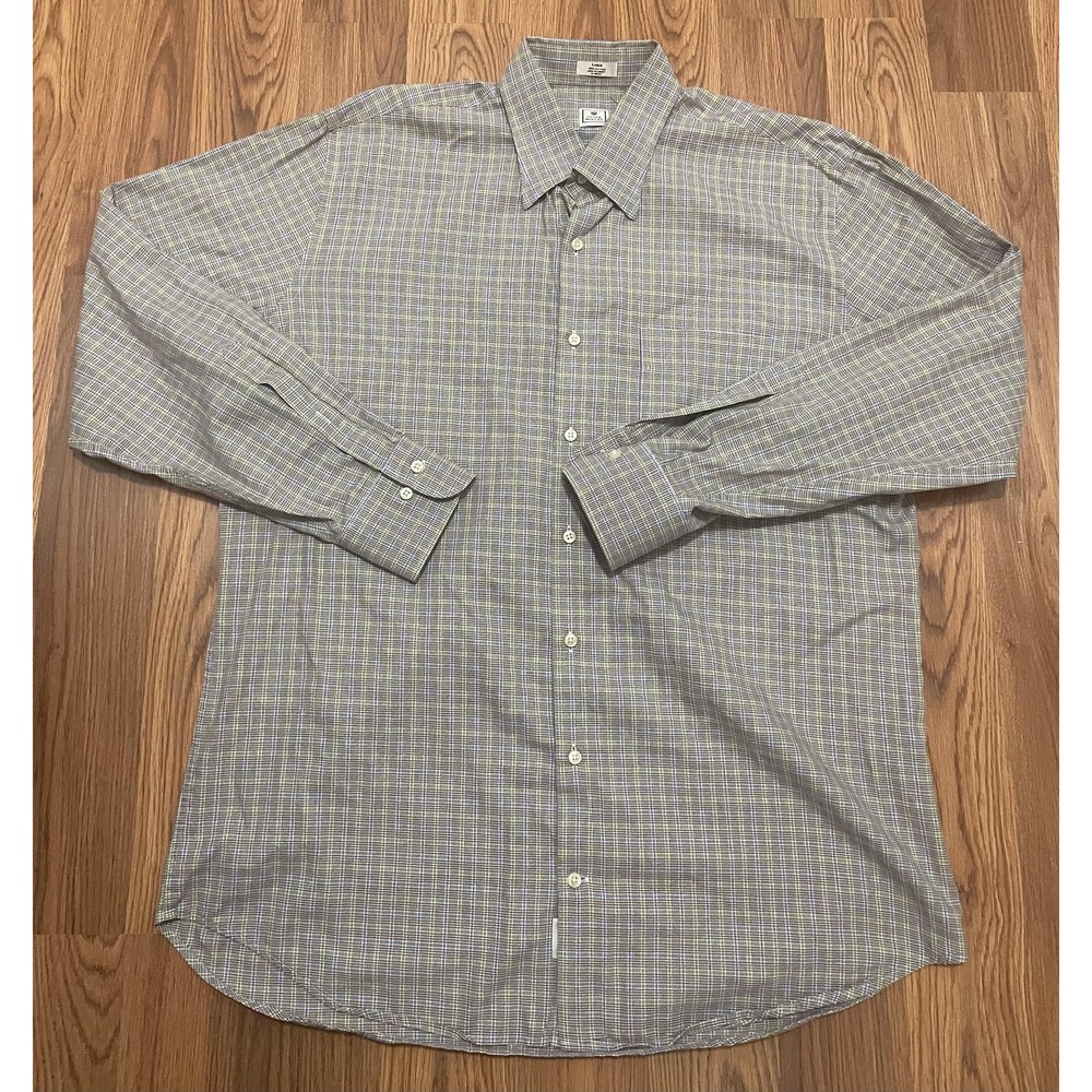 Peter Millar Dress Shirt Mens Large Plaid Button Down Cotton